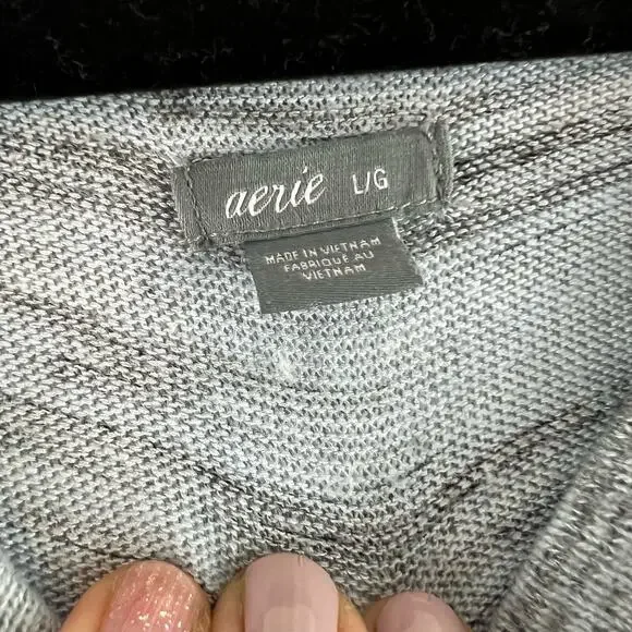 Aerie Heather Blue Gray Long Sleeve Pullover Sweater Size L - Picture 6 of 8